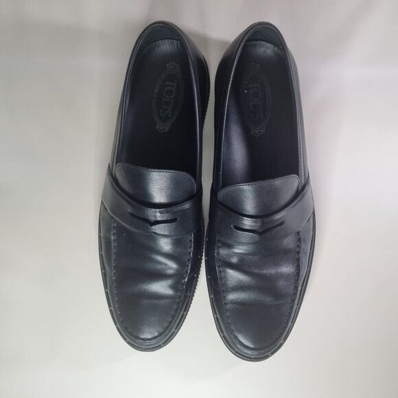 Tod\'s Black Leather Platform Loafers Made in Italy – Size 13 (EUR 47)